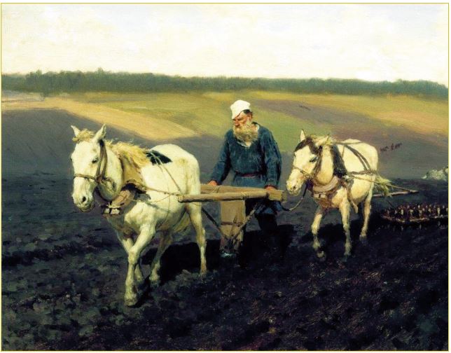Repin, "Aratro. Lev Tolstoj su terra arabile" Repin, "Aratro. Lev Tolstoj su terra arabile"