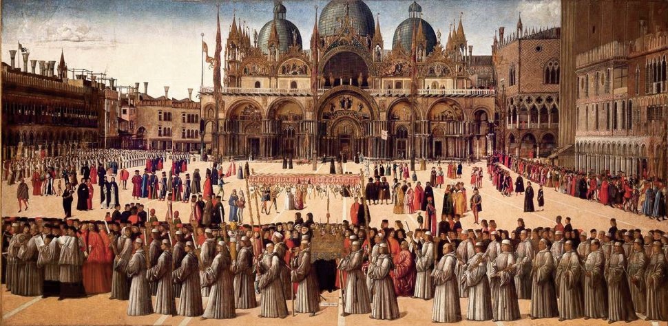 Gentile Bellini: Processione della Vera Croce a Piazza San Marco a Venezia Gentile Bellini: Processione della Vera Croce a Piazza San Marco a Venezia