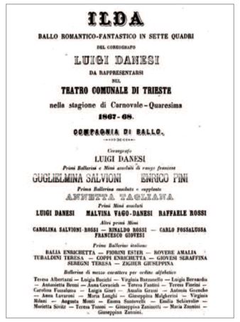 Locandina di ”Ilda”, nella stagione 1867-1868 del teatro comunale di Trieste Locandina di ”Ilda”, ballo romantico-fantastico in sette quadri, nella stagione 1867-1868 del teatro comunale di Trieste