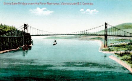 Cartolina storica del Lions Gate Bridge Cartolina storica del Lions Gate Bridge