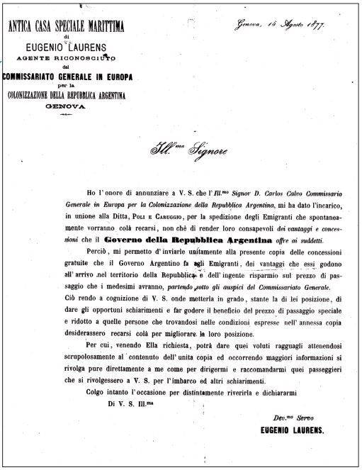 Estratto della lettera della Casa Speciale Marittima Estratto della lettera della Casa Speciale Marittima
